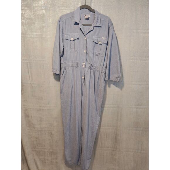 Dreams Pants - Rare Vintage 80s Dreams XL Chambray Blue Coveralls Jumpsuit‎ Workwear Pockets